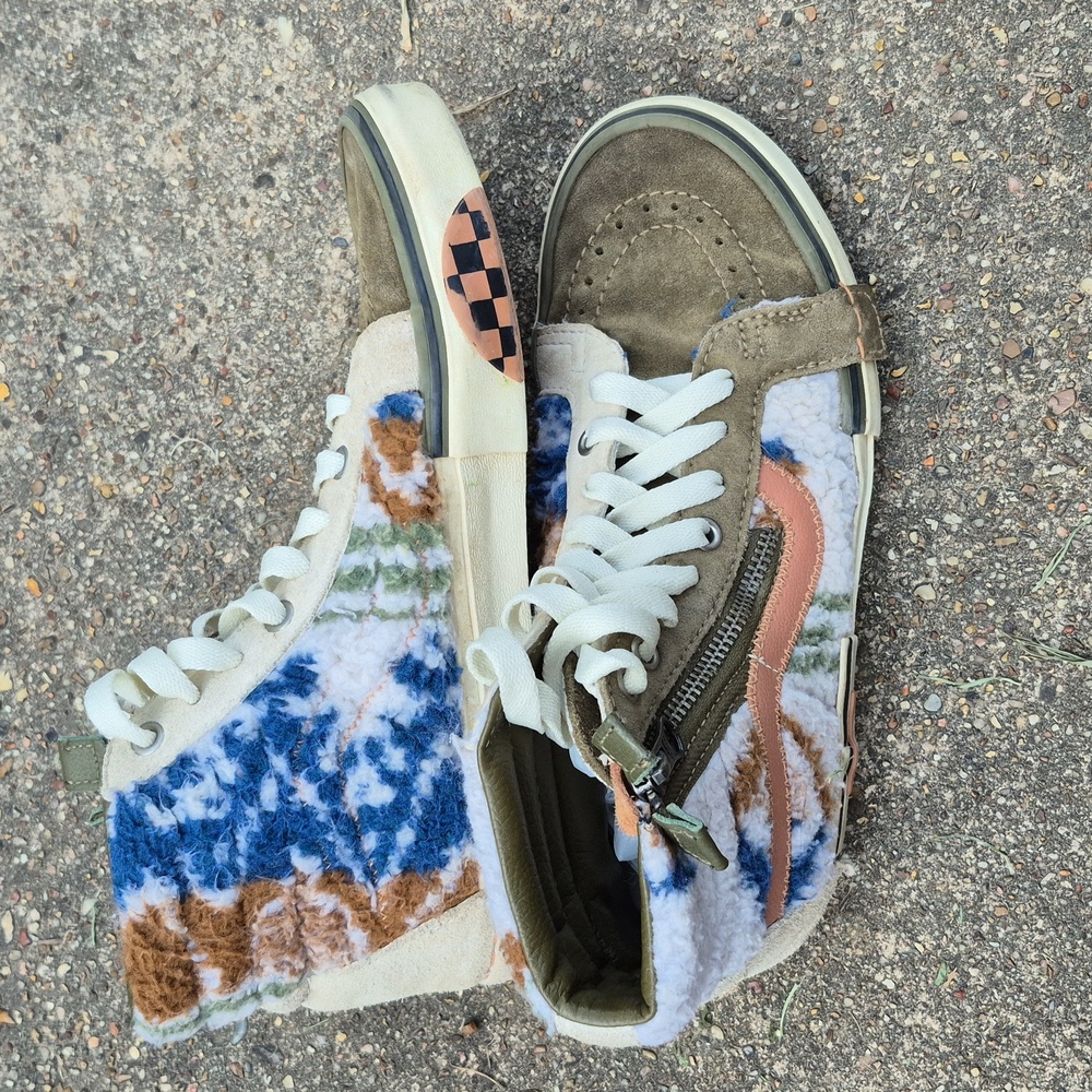 Vans Sneakers SK8-Hi Reissue Mixed Olive Blue‎ Suede Faux Fur Mens 6 Woman's 7.5 - Picture 5 of 14